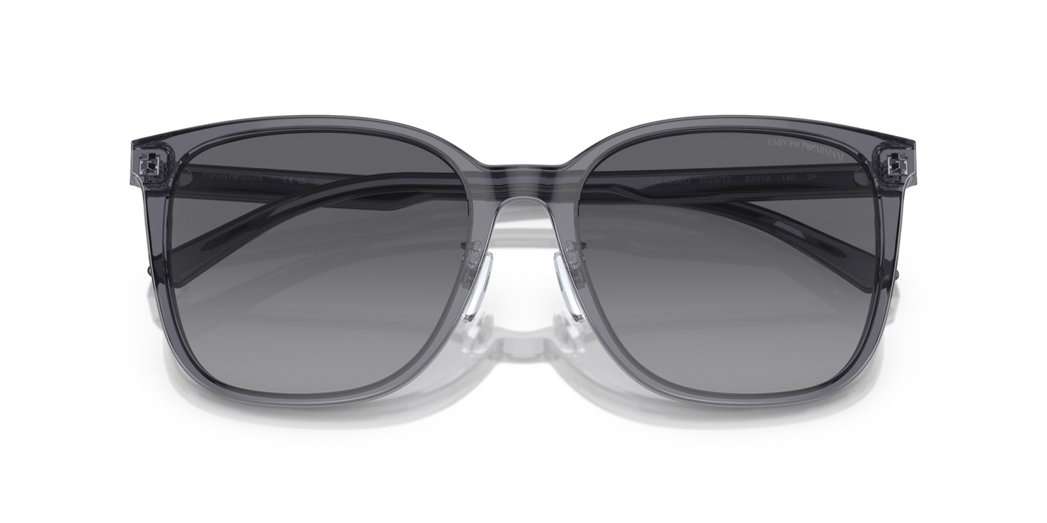Occhiali da sole Emporio Armani EA 4206D (5029T3) colore grigio trasparente lucido forma quadrato lenti polar grigia sfumata