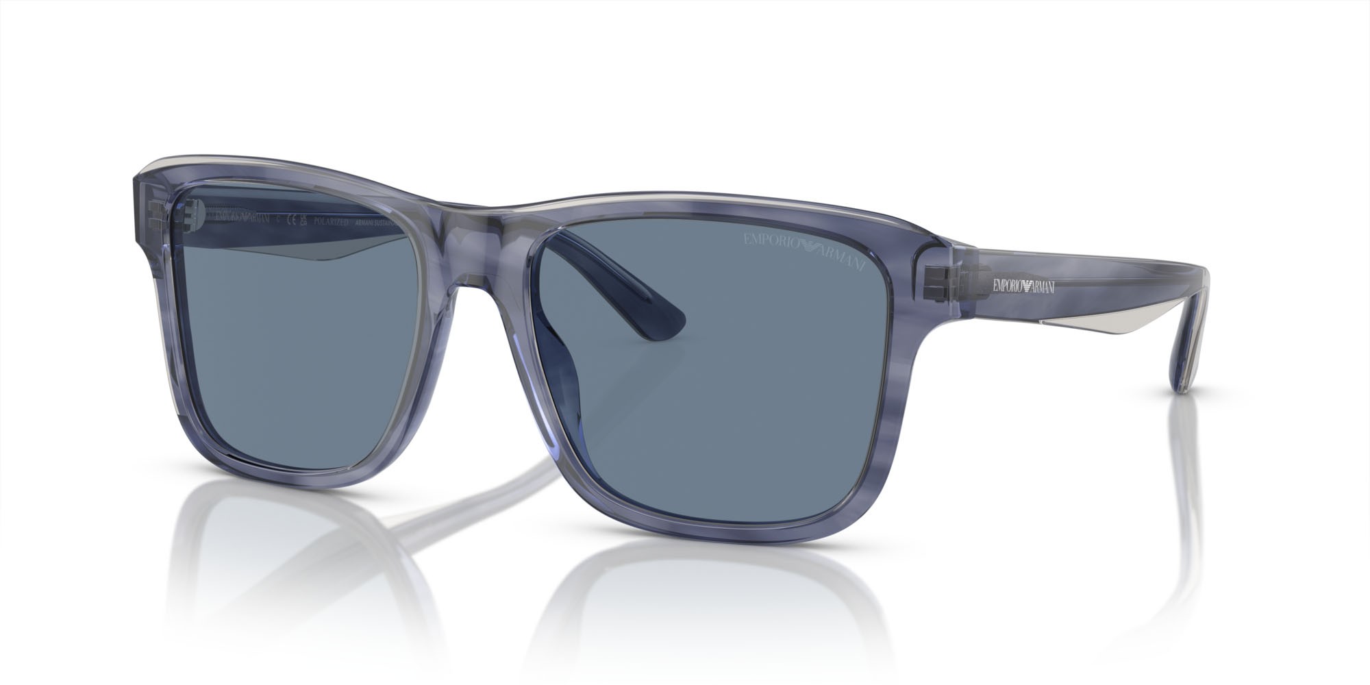 Sonnenbrillen Emporio Armani EA 4208 (605480) farbe blu lucido/fumo top form quadratisch gläser blu scuro