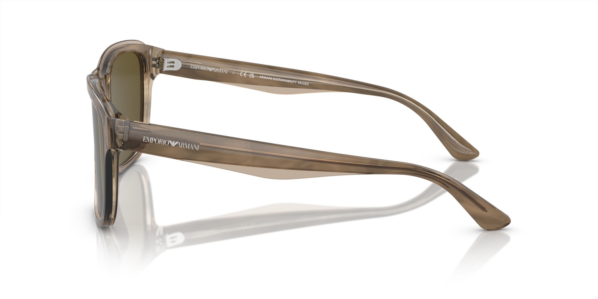 Occhiali da sole Emporio Armani EA 4208 (605573) colore verde lucido/marrone top forma quadrato lenti marrone scuro