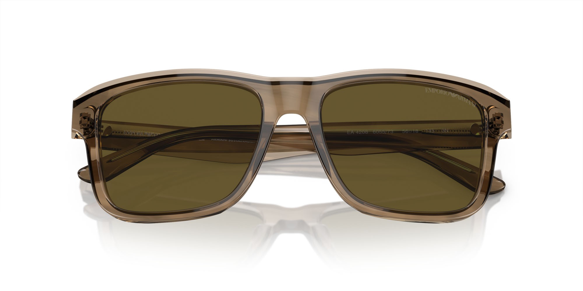 Occhiali da sole Emporio Armani EA 4208 (605573) colore verde lucido/marrone top forma quadrato lenti marrone scuro