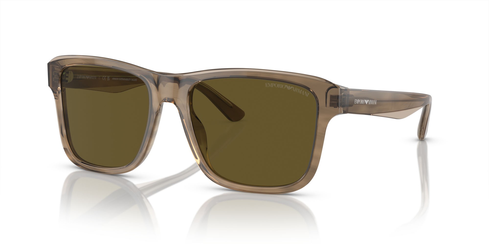 Occhiali da sole Emporio Armani EA 4208 (605573) colore verde lucido/marrone top forma quadrato lenti marrone scuro