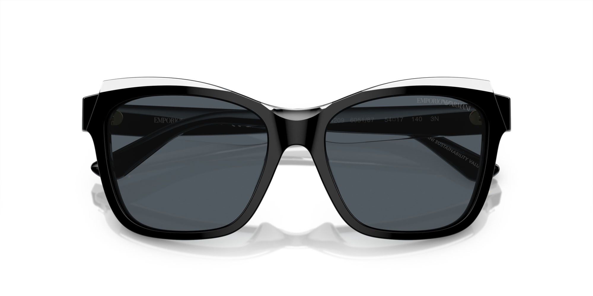 Sonnenbrillen Emporio Armani EA 4209 (605187) farbe nero lucido/cristallo top form quadratisch gläser grigio scuro