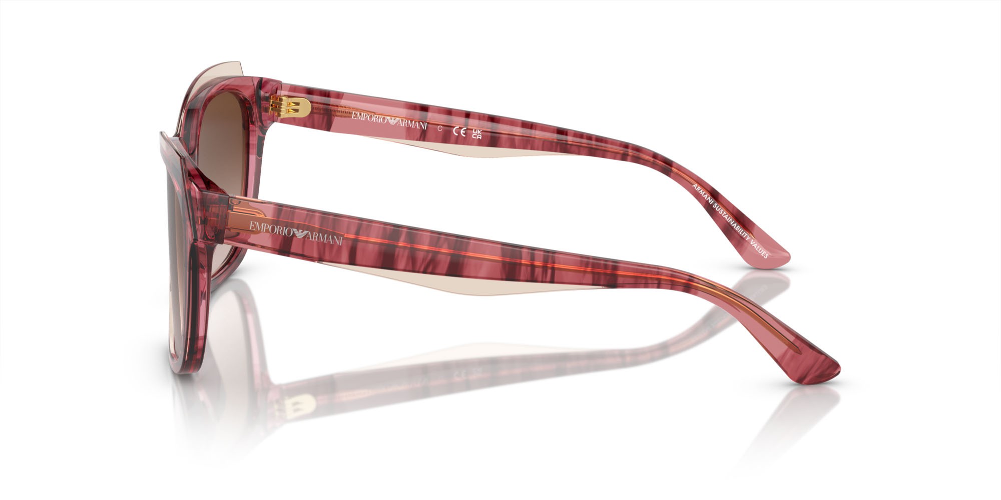Sunglasses Emporio Armani EA 4209 (605713) color bordeaux lucido/marrone chiaro top shape square lenses marrone sfumato
