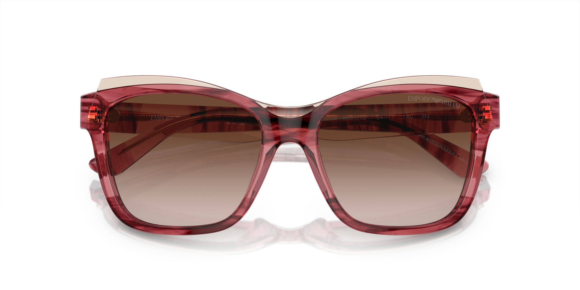 Sunglasses Emporio Armani EA 4209 (605713) color bordeaux lucido/marrone chiaro top shape square lenses marrone sfumato