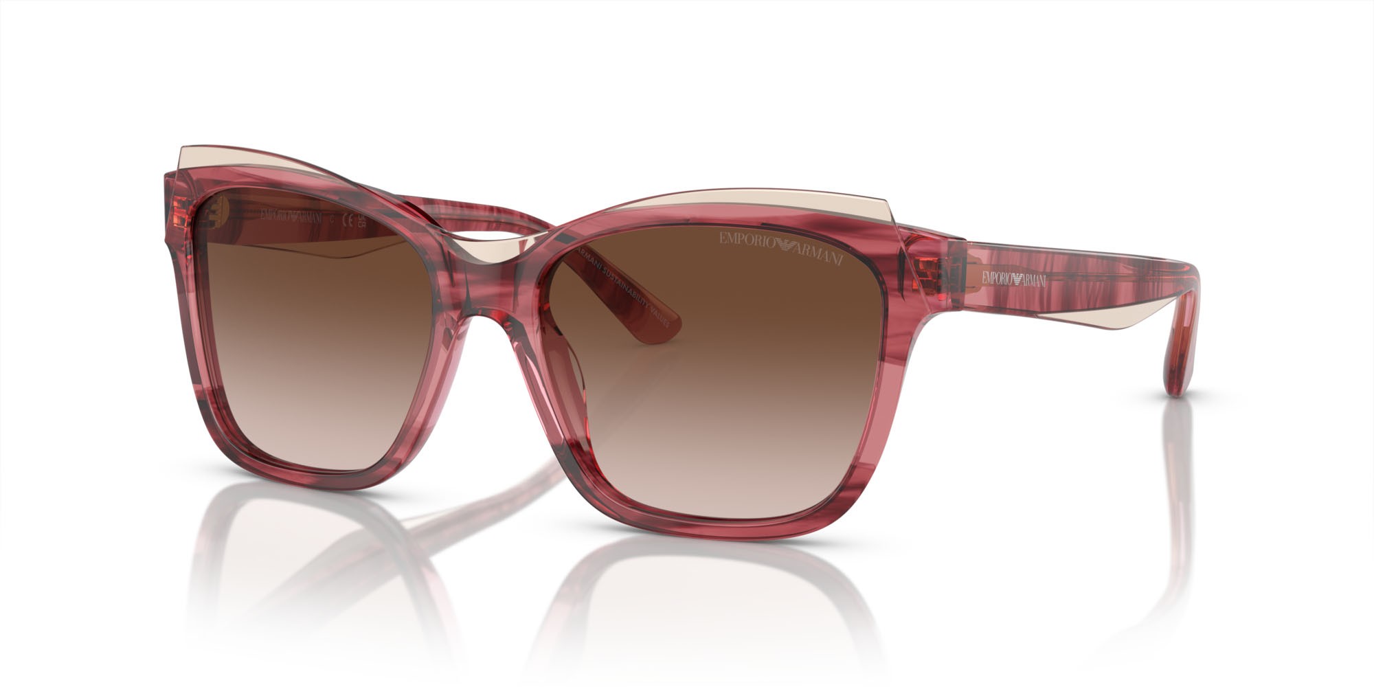 Sunglasses Emporio Armani EA 4209 (605713) color bordeaux lucido/marrone chiaro top shape square lenses marrone sfumato