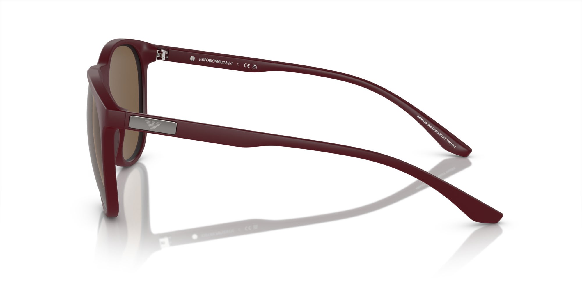 Occhiali da sole Emporio Armani EA 4210 (526173) colore bordeaux opaco forma pantos lenti marrone scuro