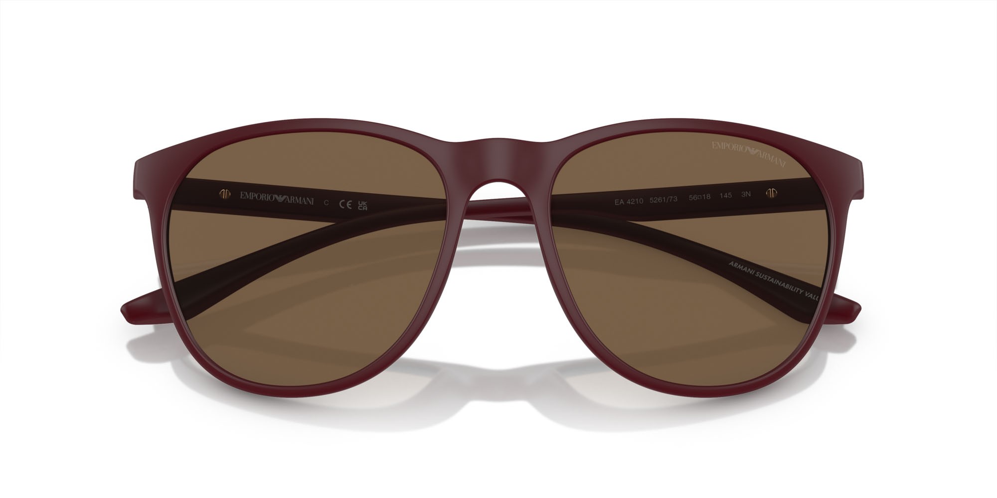 Occhiali da sole Emporio Armani EA 4210 (526173) colore bordeaux opaco forma pantos lenti marrone scuro