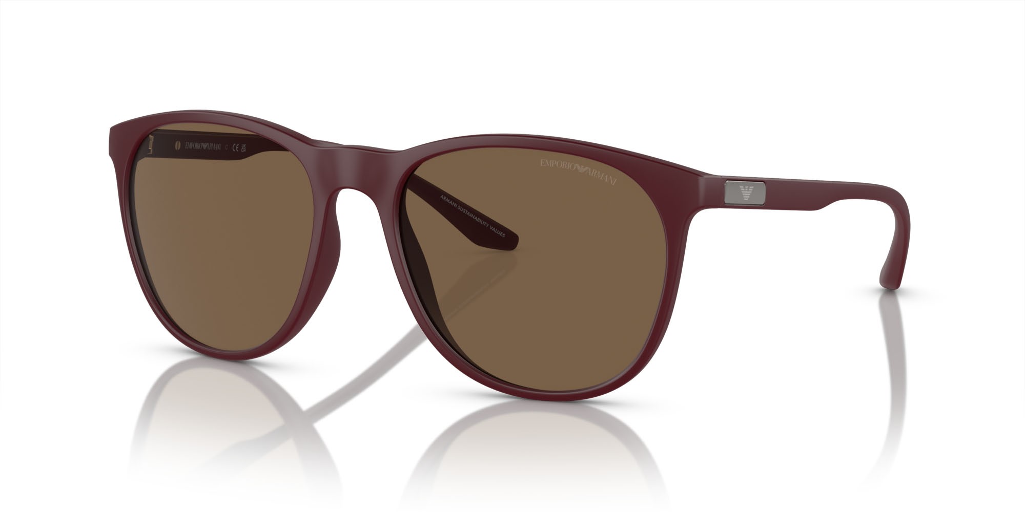 Occhiali da sole Emporio Armani EA 4210 (526173) colore bordeaux opaco forma pantos lenti marrone scuro