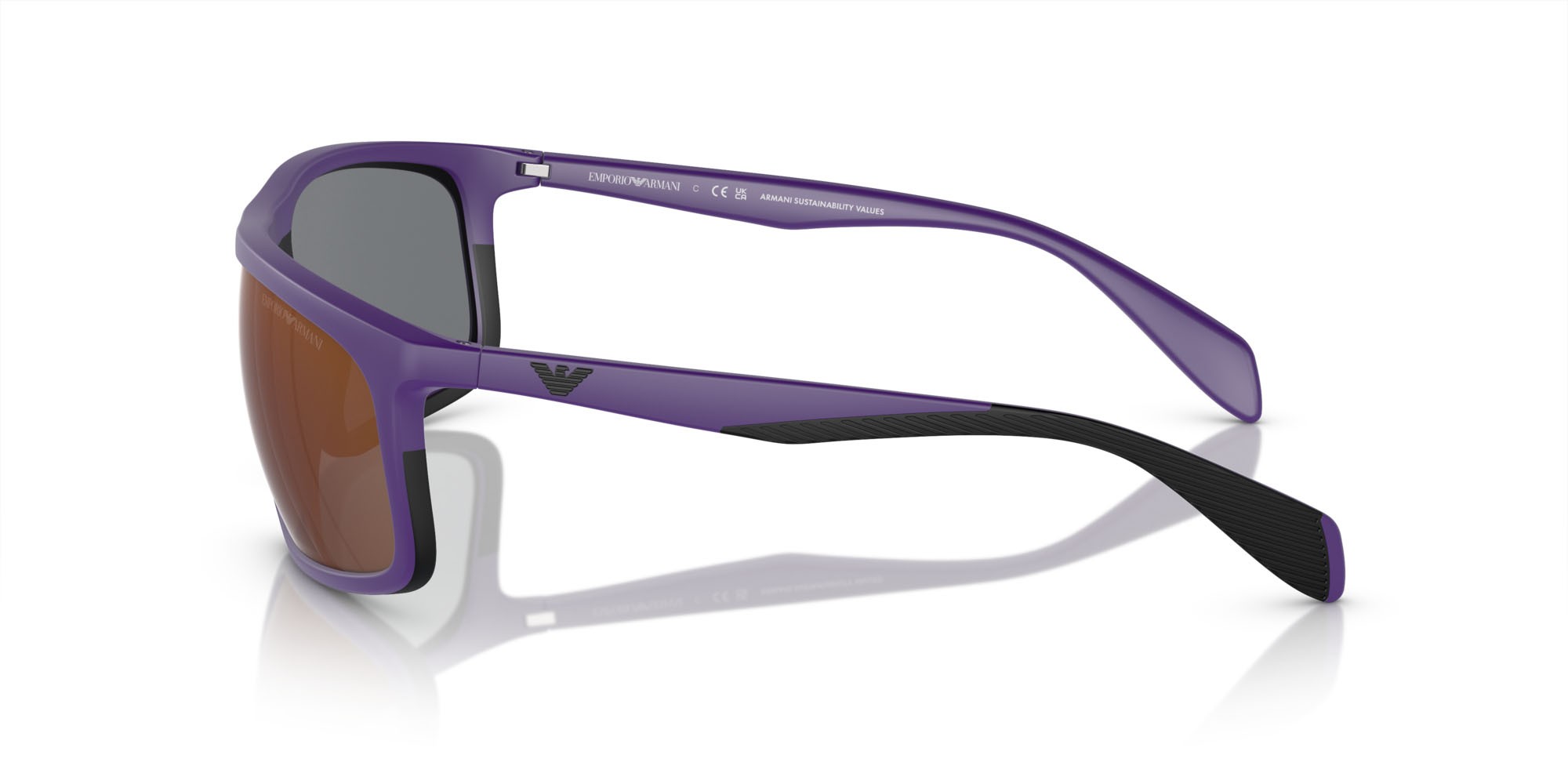 Occhiali da sole Emporio Armani EA 4212U (52466Q) colore viola opaco/nero gomma forma aviator lenti grigio scuro specchiato rosso