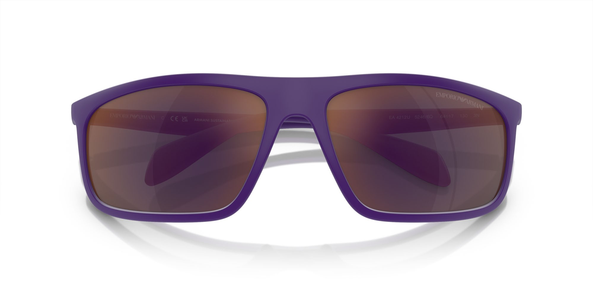Occhiali da sole Emporio Armani EA 4212U (52466Q) colore viola opaco/nero gomma forma aviator lenti grigio scuro specchiato rosso