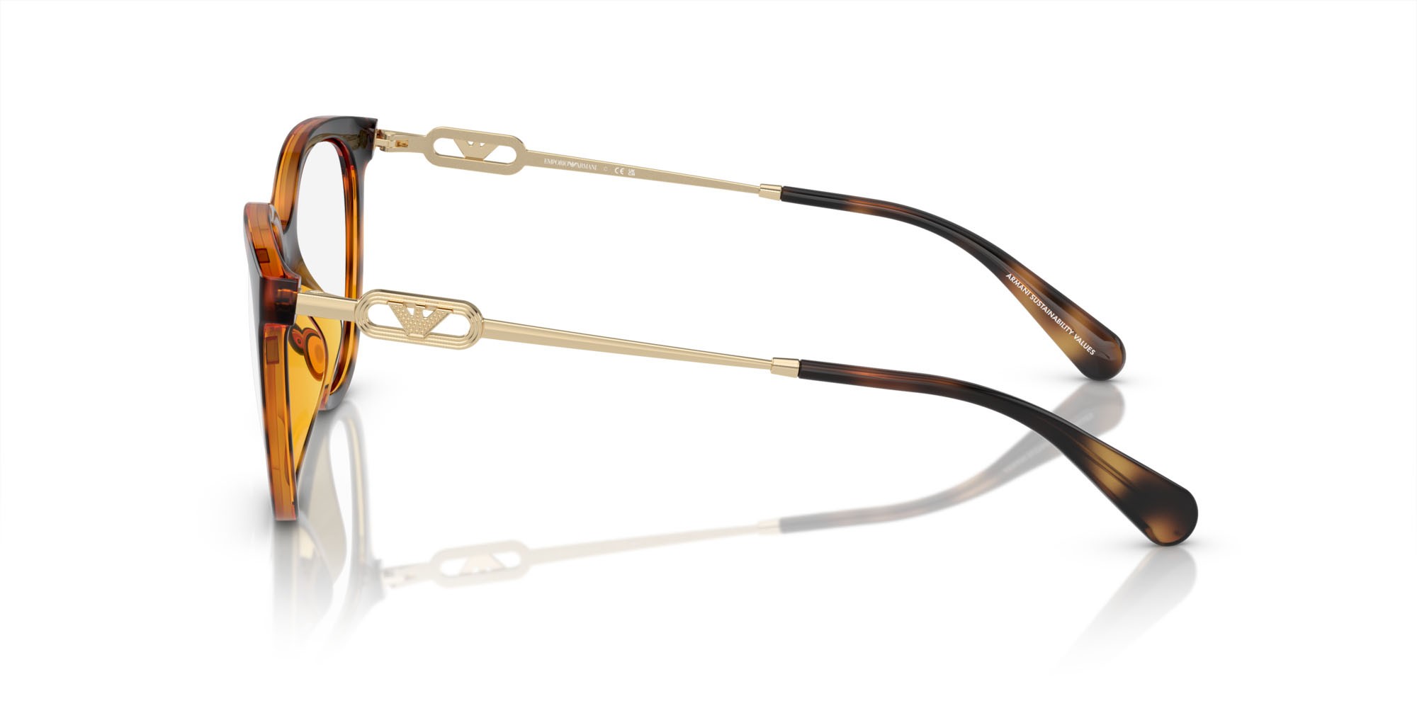 Eyeglasses Emporio Armani EA 4213U (50261W) + Clip on color havana lucido shape cat eye lenses trasparente