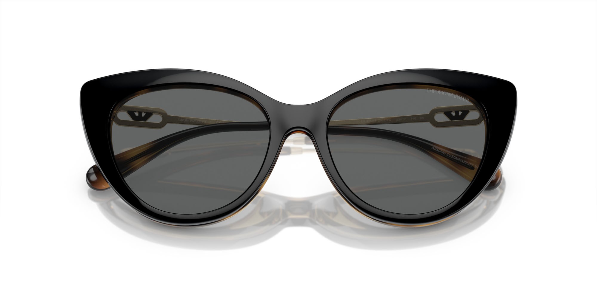 Eyeglasses Emporio Armani EA 4213U (50261W) + Clip on color havana lucido shape cat eye lenses trasparente
