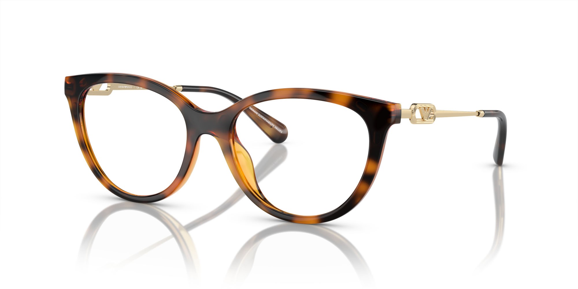 Eyeglasses Emporio Armani EA 4213U (50261W) + Clip on color havana lucido shape cat eye lenses trasparente