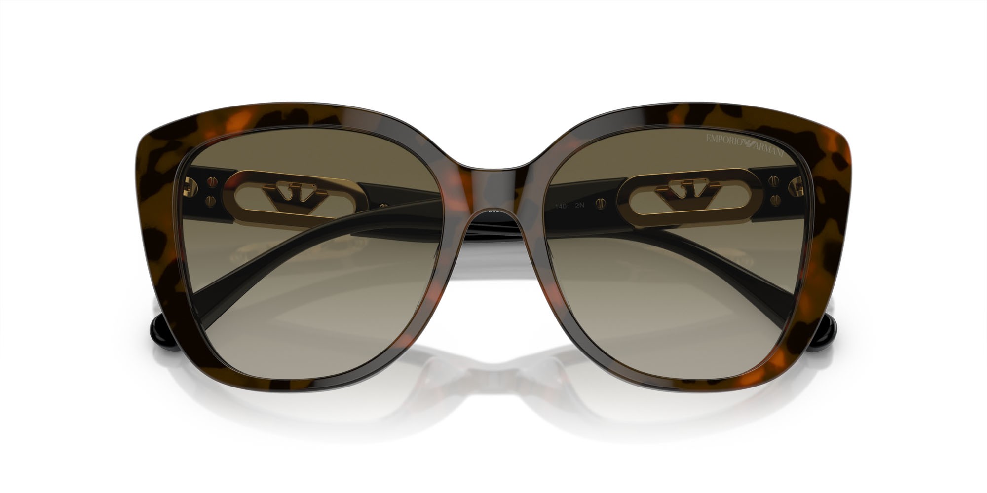 Sunglasses Emporio Armani EA 4214U (60608E) color rosso havana lucido shape butterfly lenses verde sfumato