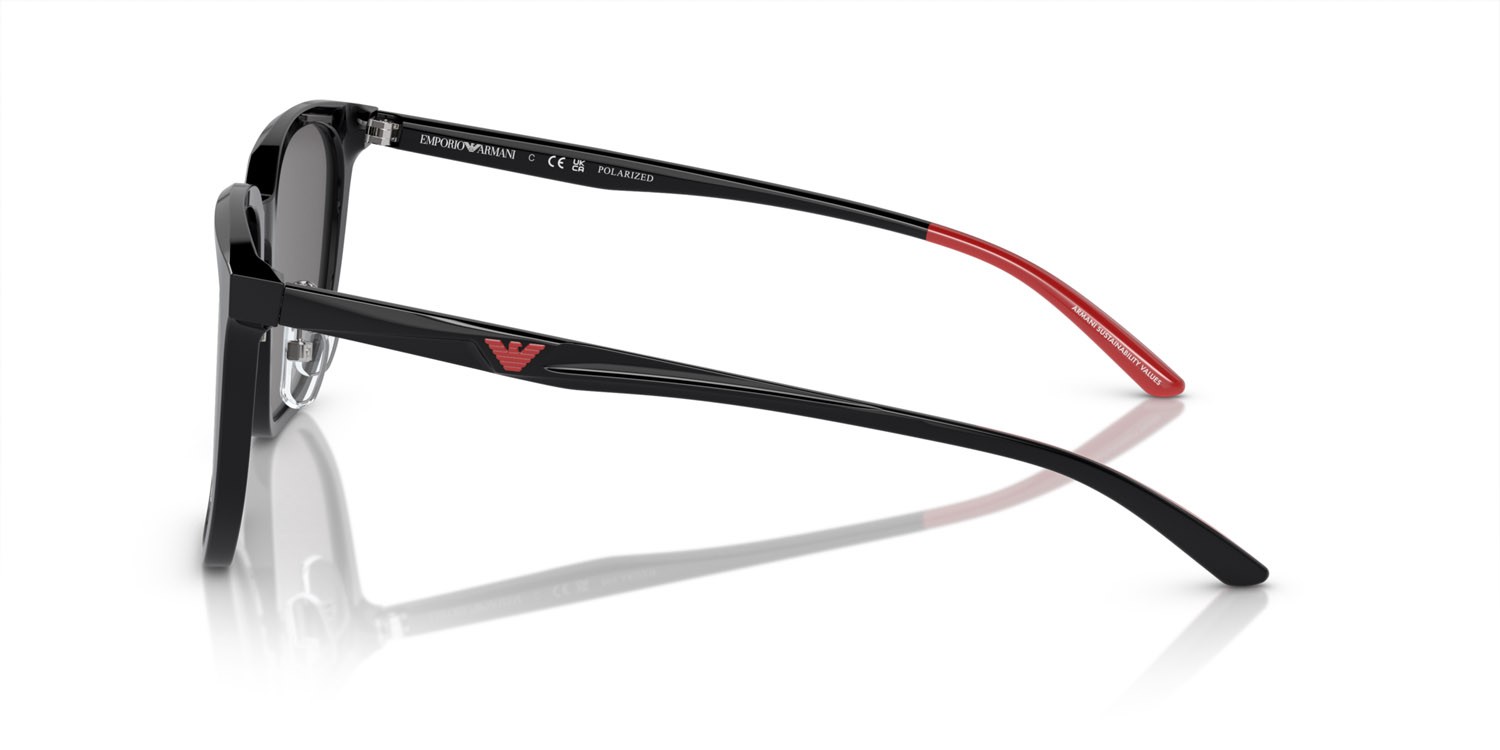 Sunglasses Emporio Armani EA 4215D (501781) color nero lucido shape square lenses polarized grigio scuro