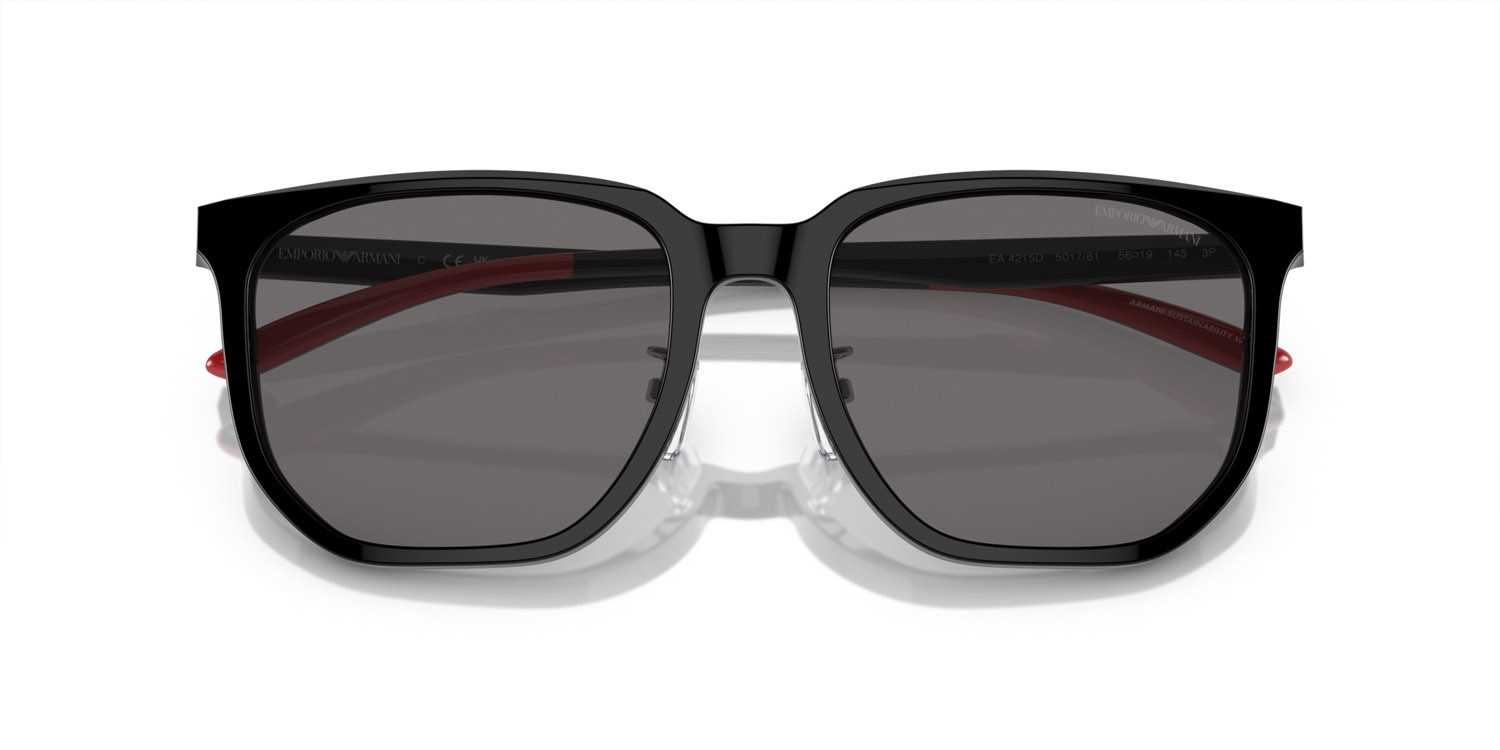 Sunglasses Emporio Armani EA 4215D (501781) color nero lucido shape square lenses polarized grigio scuro