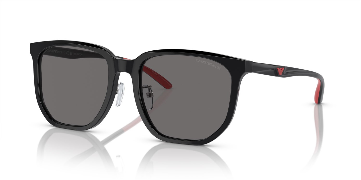 Sunglasses Emporio Armani EA 4215D (501781) color nero lucido shape square lenses polarized grigio scuro
