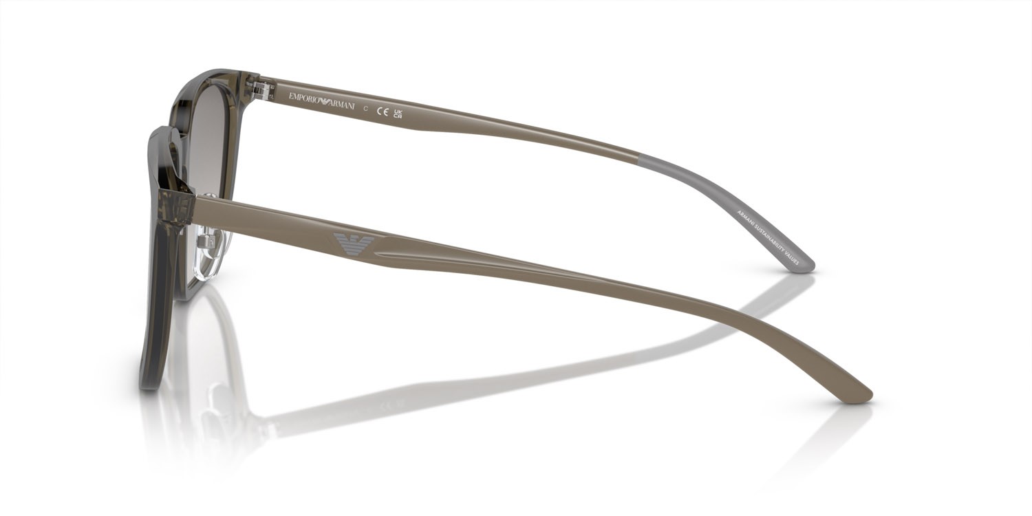 Sonnenbrillen Emporio Armani EA 4215D (50296I) farbe grigio trasparente lucido form quadratisch gläser grigio sfumato specchiata interno grigio