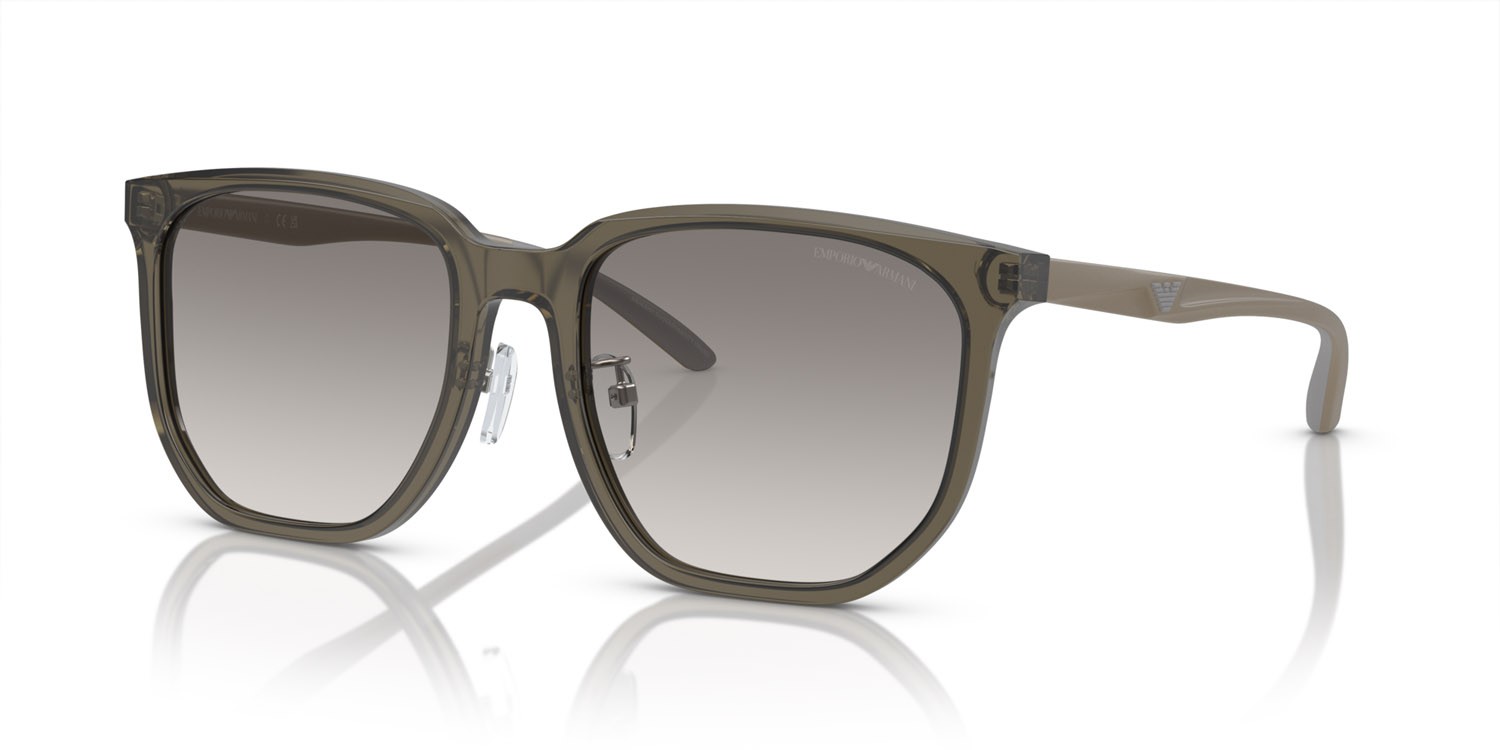 Sonnenbrillen Emporio Armani EA 4215D (50296I) farbe grigio trasparente lucido form quadratisch gläser grigio sfumato specchiata interno grigio