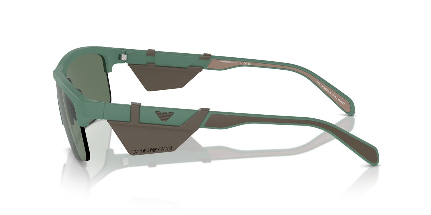 Occhiali da sole Emporio Armani EA 4218 (610276) colore matte alpine green forma irregolare lenti verde scuro