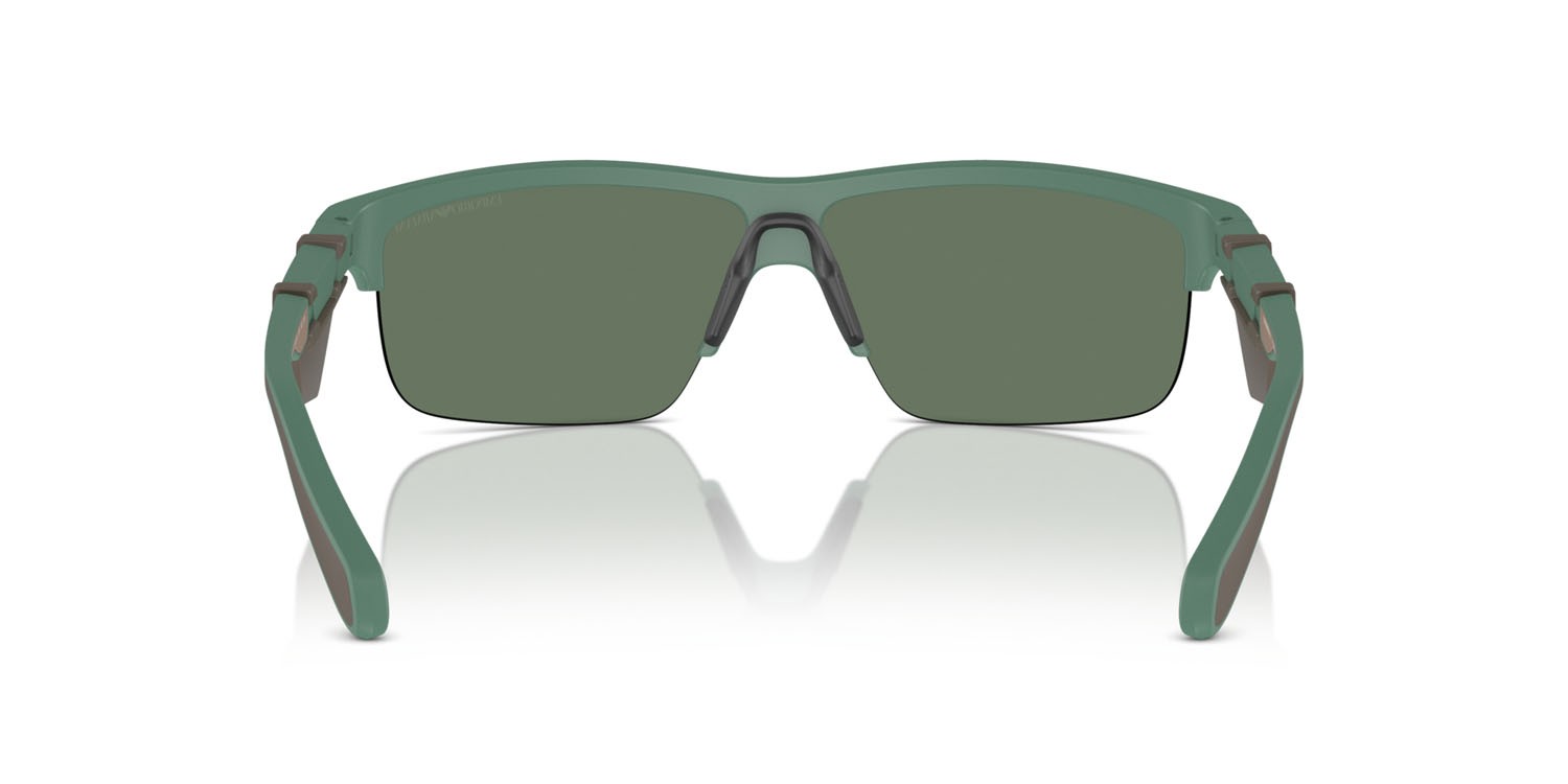 Occhiali da sole Emporio Armani EA 4218 (610276) colore matte alpine green forma irregolare lenti verde scuro