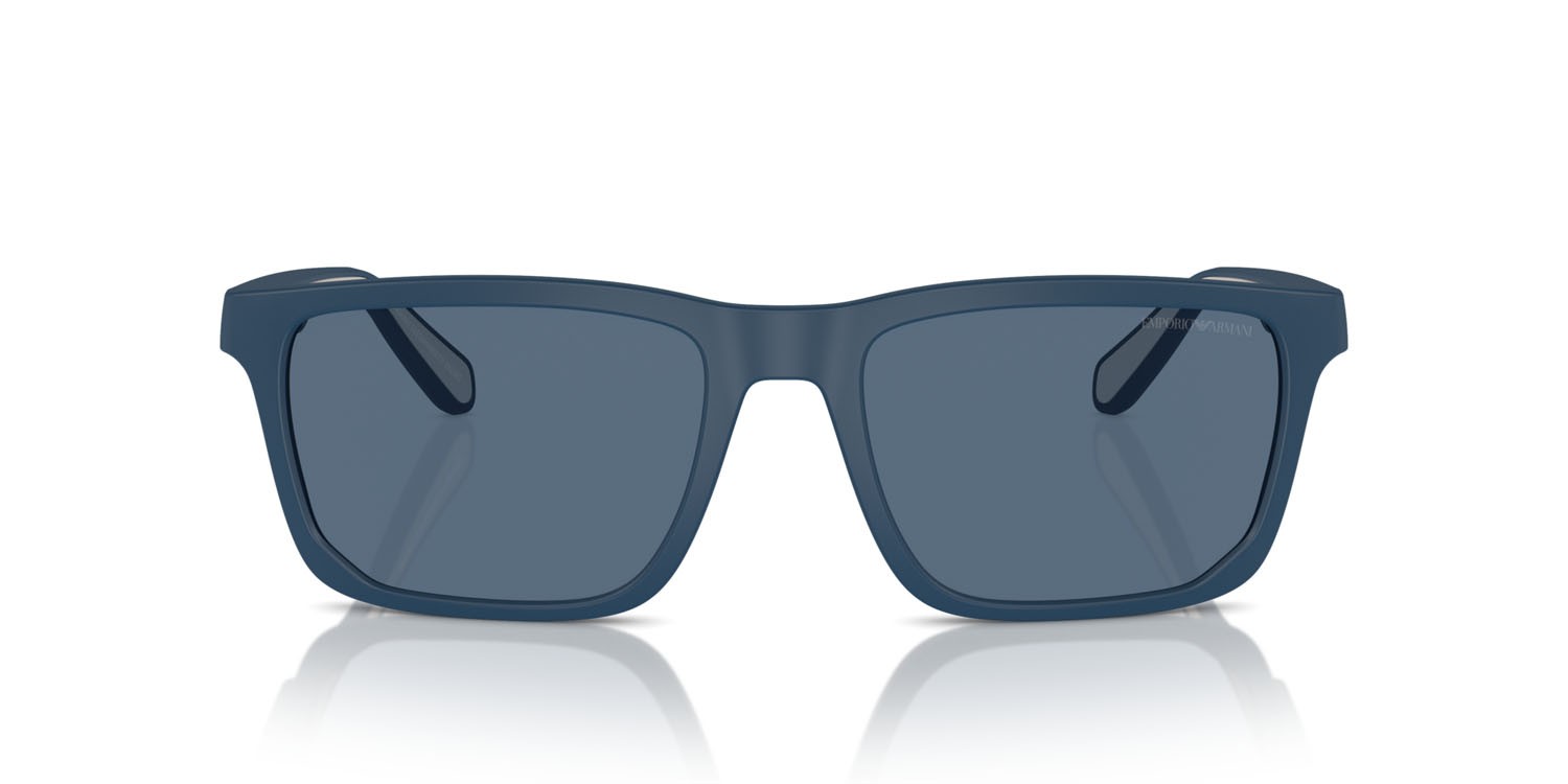 Occhiali da sole Emporio Armani EA 4219 (576380) colore blu opaco forma rettangolare lenti blu scuro