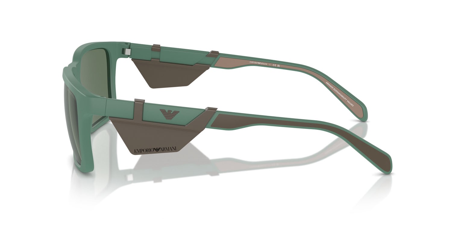 Occhiali da sole Emporio Armani EA 4219 (610276) colore matte alpine green forma rettangolare lenti verde scuro