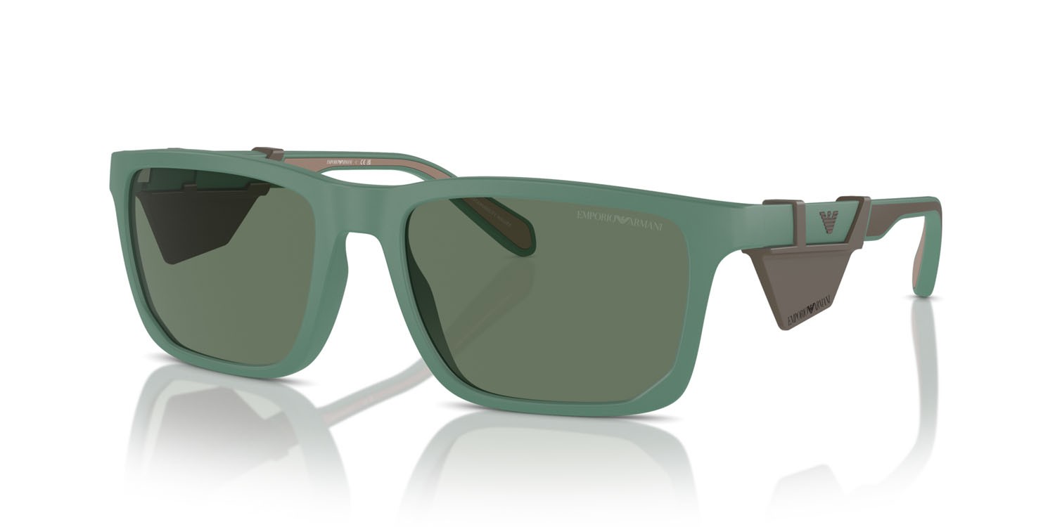 Occhiali da sole Emporio Armani EA 4219 (610276) colore matte alpine green forma rettangolare lenti verde scuro