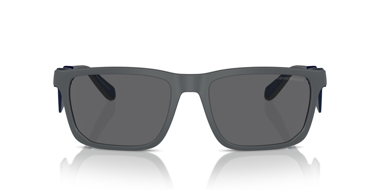 Occhiali da sole Emporio Armani EA 4219 (610387) colore grigio scuro opaco forma rettangolare lenti polar grigia