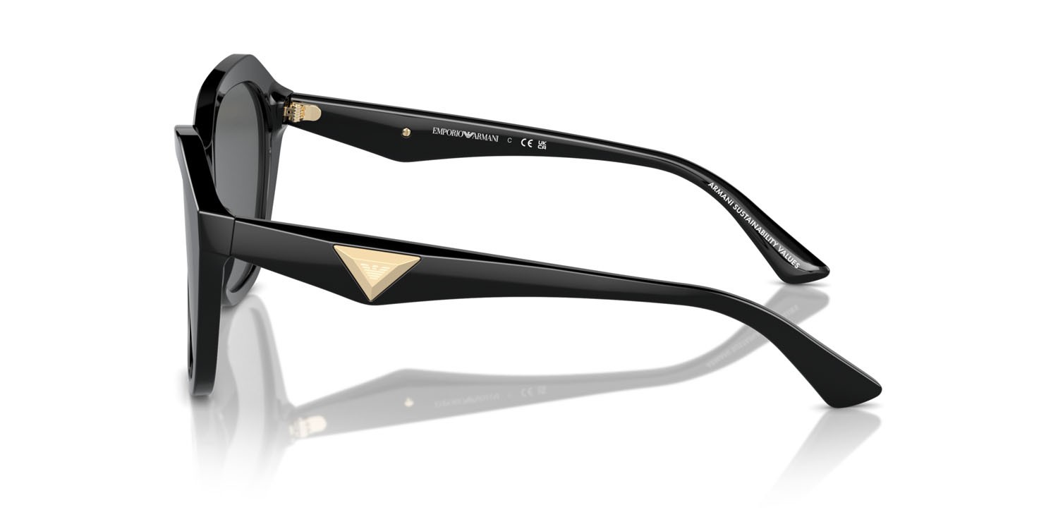 Sunglasses Emporio Armani EA 4221 (501787) color nero lucido shape irregular lenses grigio scuro
