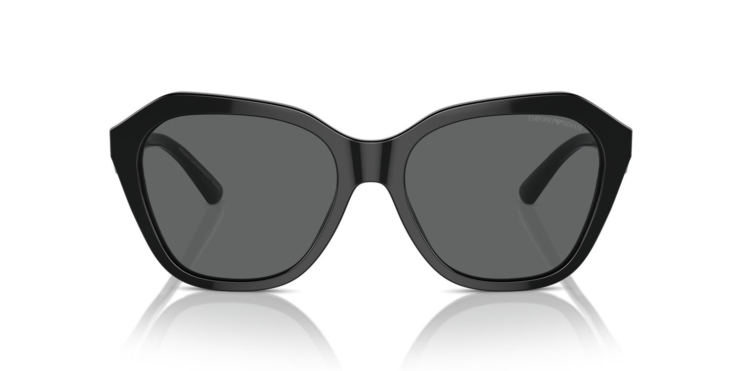 Sunglasses Emporio Armani EA 4221 (501787) color nero lucido shape irregular lenses grigio scuro