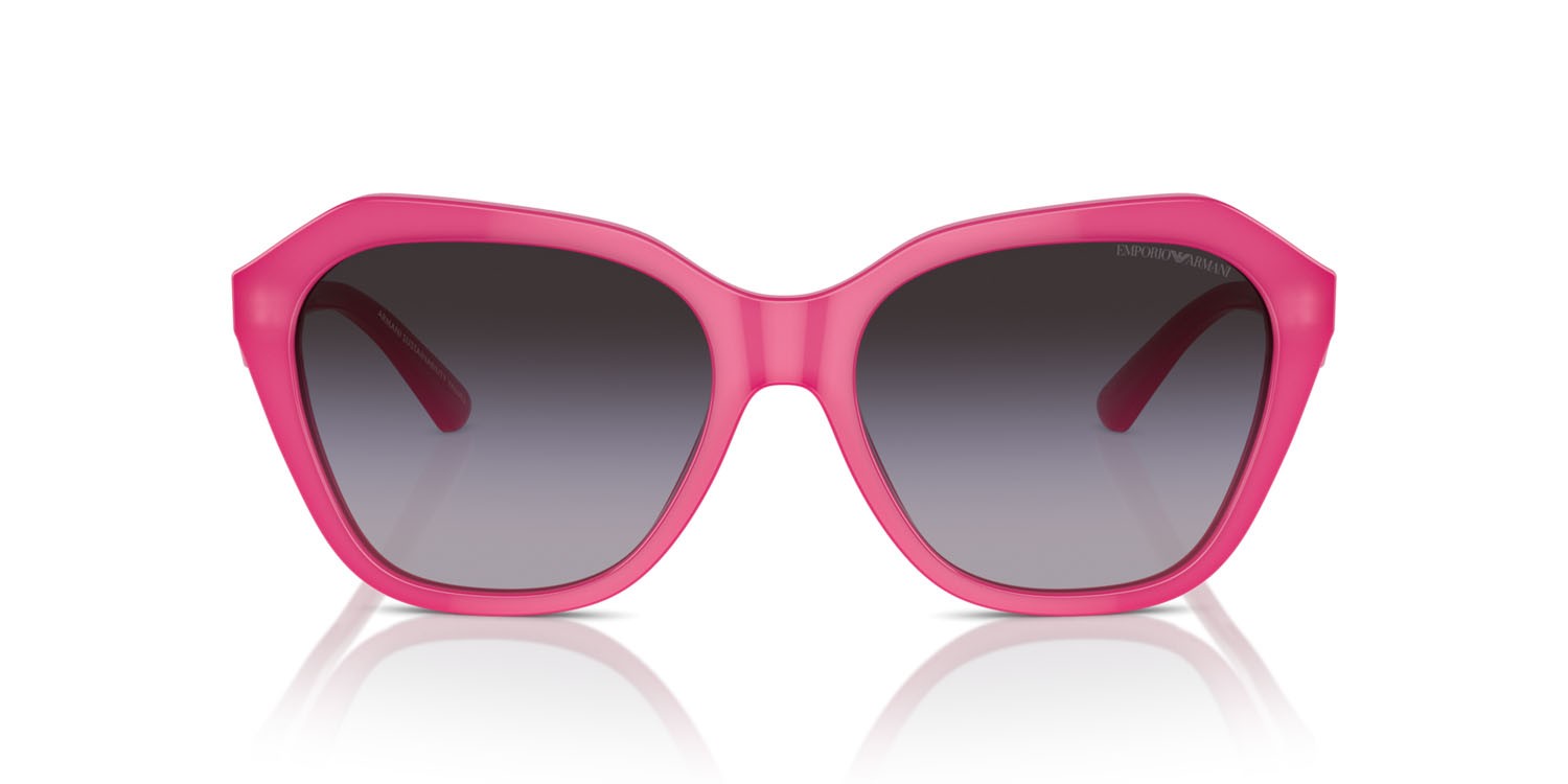 Sonnenbrillen Emporio Armani EA 4221 (61188G) farbe shiny opaline fuchsia form unregelmäßig gläser grigio sfumato