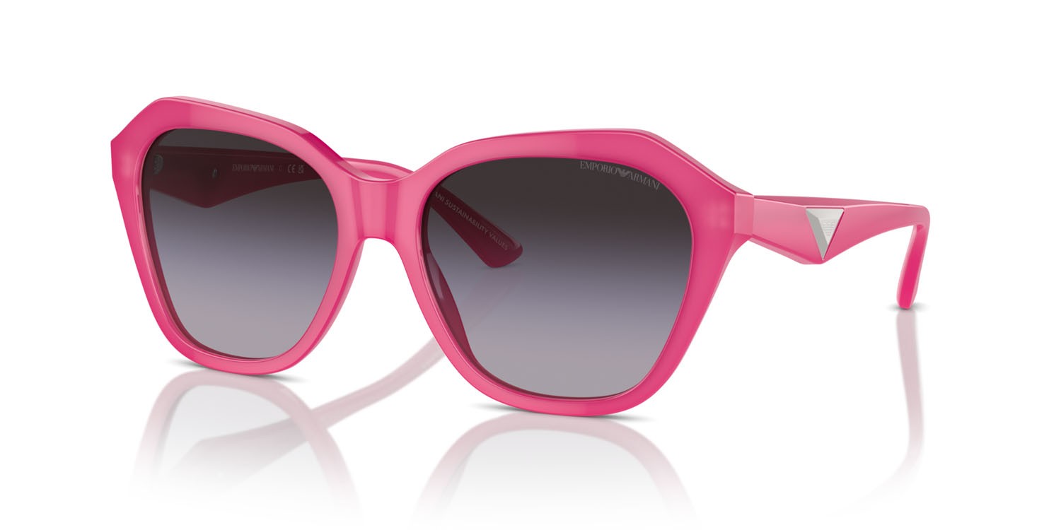 Sonnenbrillen Emporio Armani EA 4221 (61188G) farbe shiny opaline fuchsia form unregelmäßig gläser grigio sfumato