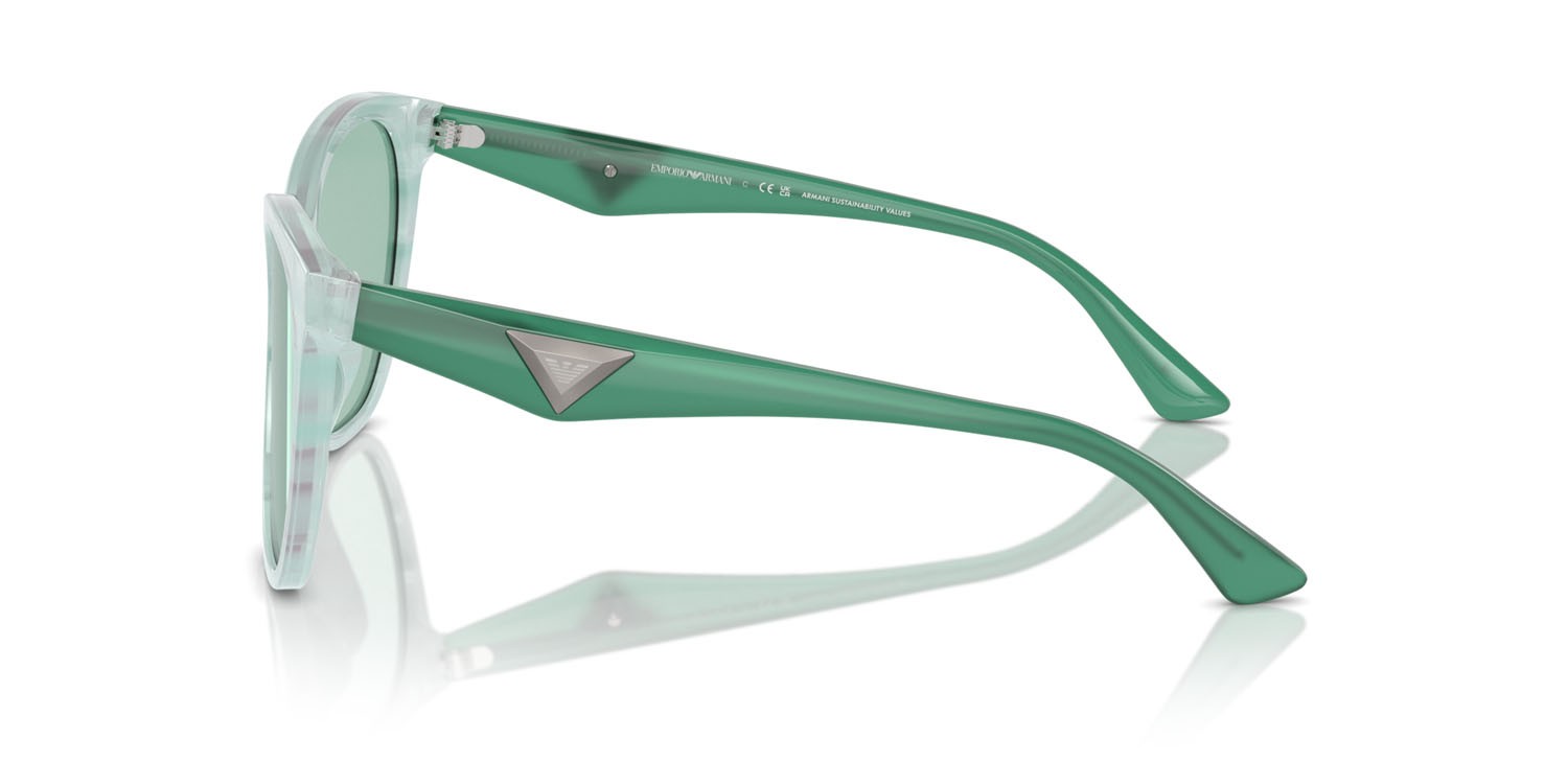 Sunglasses Emporio Armani EA 4222U (611271) color shiny striped green shape butterfly lenses verde