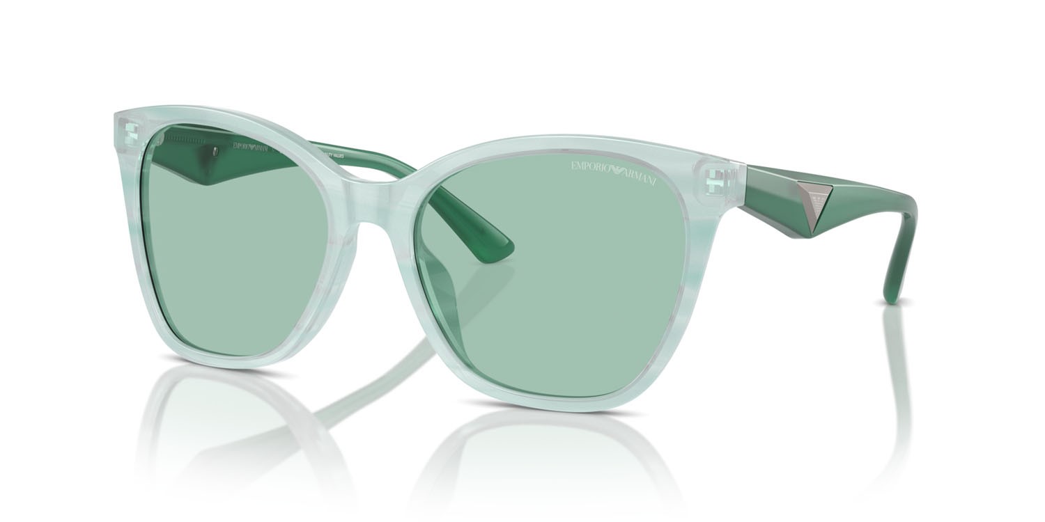 Sunglasses Emporio Armani EA 4222U (611271) color shiny striped green shape butterfly lenses verde