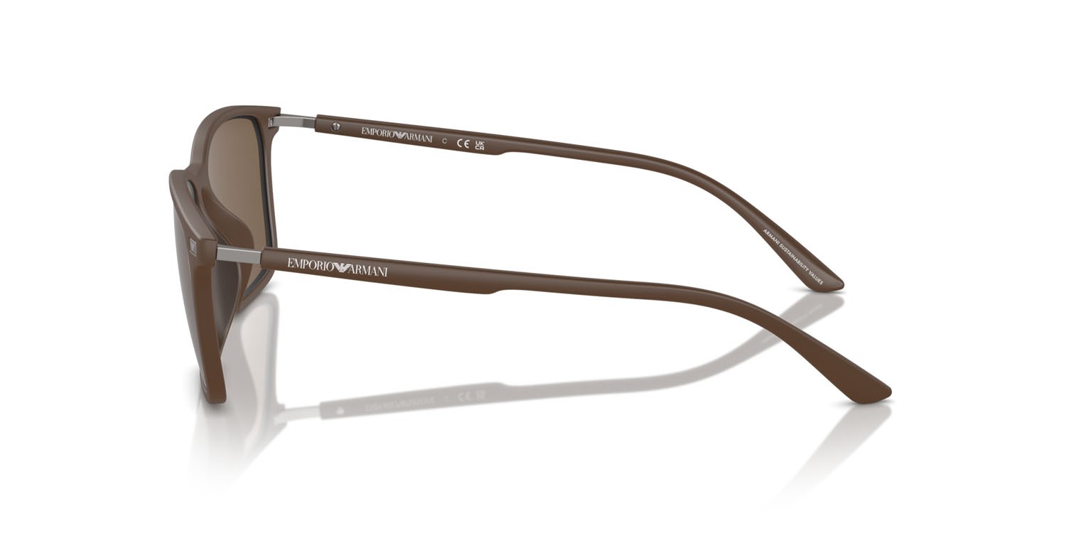Sonnenbrillen Emporio Armani EA 4223U (610573) farbe marrone opaco form rechteckig gläser marrone scuro