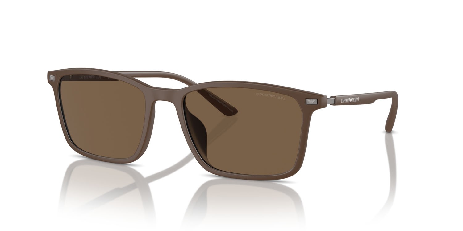 Sonnenbrillen Emporio Armani EA 4223U (610573) farbe marrone opaco form rechteckig gläser marrone scuro