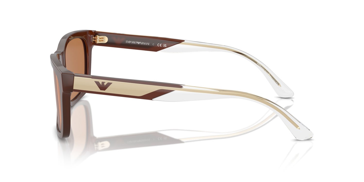 Occhiali da sole Emporio Armani EA 4224 (609573) colore shiny opaline brown forma rettangolare lenti marrone