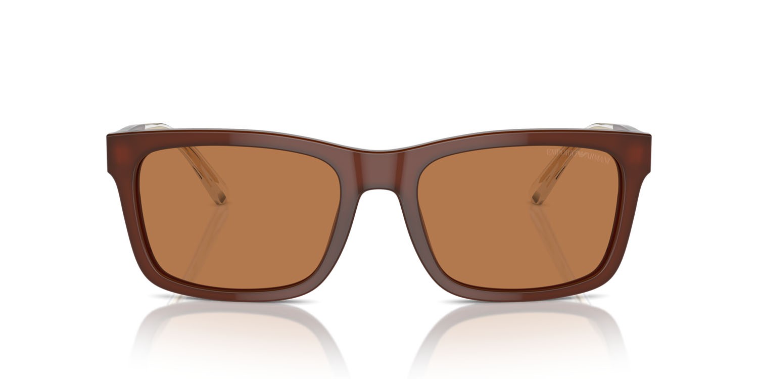 Occhiali da sole Emporio Armani EA 4224 (609573) colore shiny opaline brown forma rettangolare lenti marrone