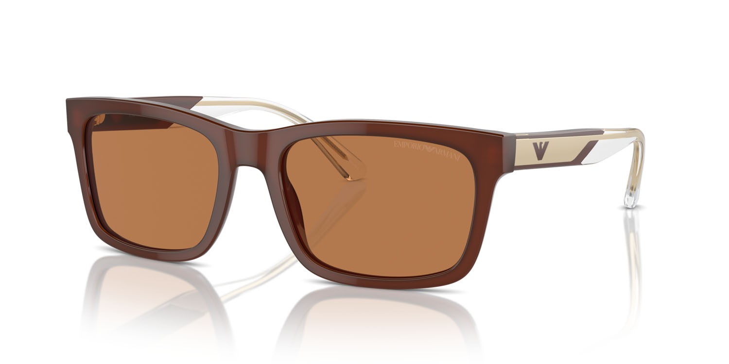 Occhiali da sole Emporio Armani EA 4224 (609573) colore shiny opaline brown forma rettangolare lenti marrone
