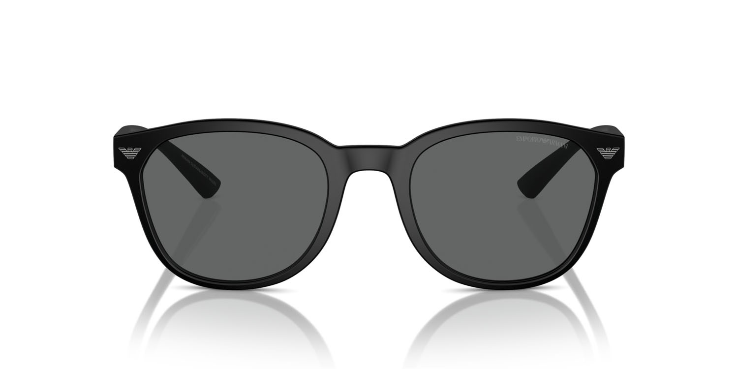 Occhiali da sole Emporio Armani EA 4225U (500187) colore nero opaco forma pantos lenti grigio scuro