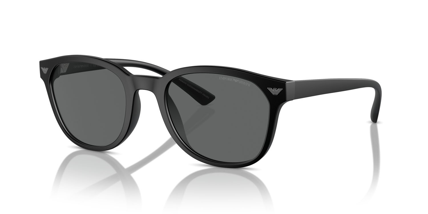 Occhiali da sole Emporio Armani EA 4225U (500187) colore nero opaco forma pantos lenti grigio scuro