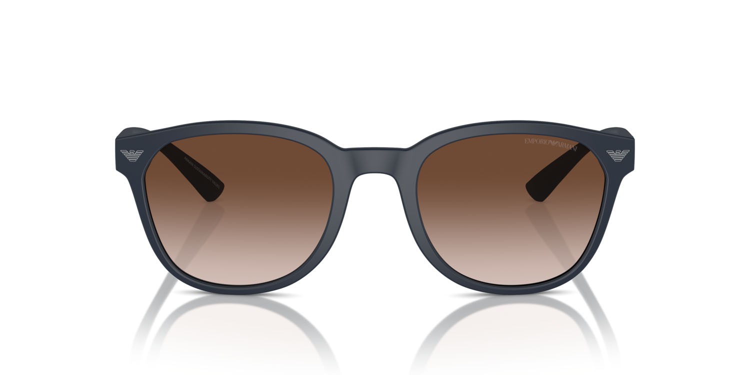 Occhiali da sole Emporio Armani EA 4225U (508813) colore blu opaco forma pantos lenti marrone sfumato