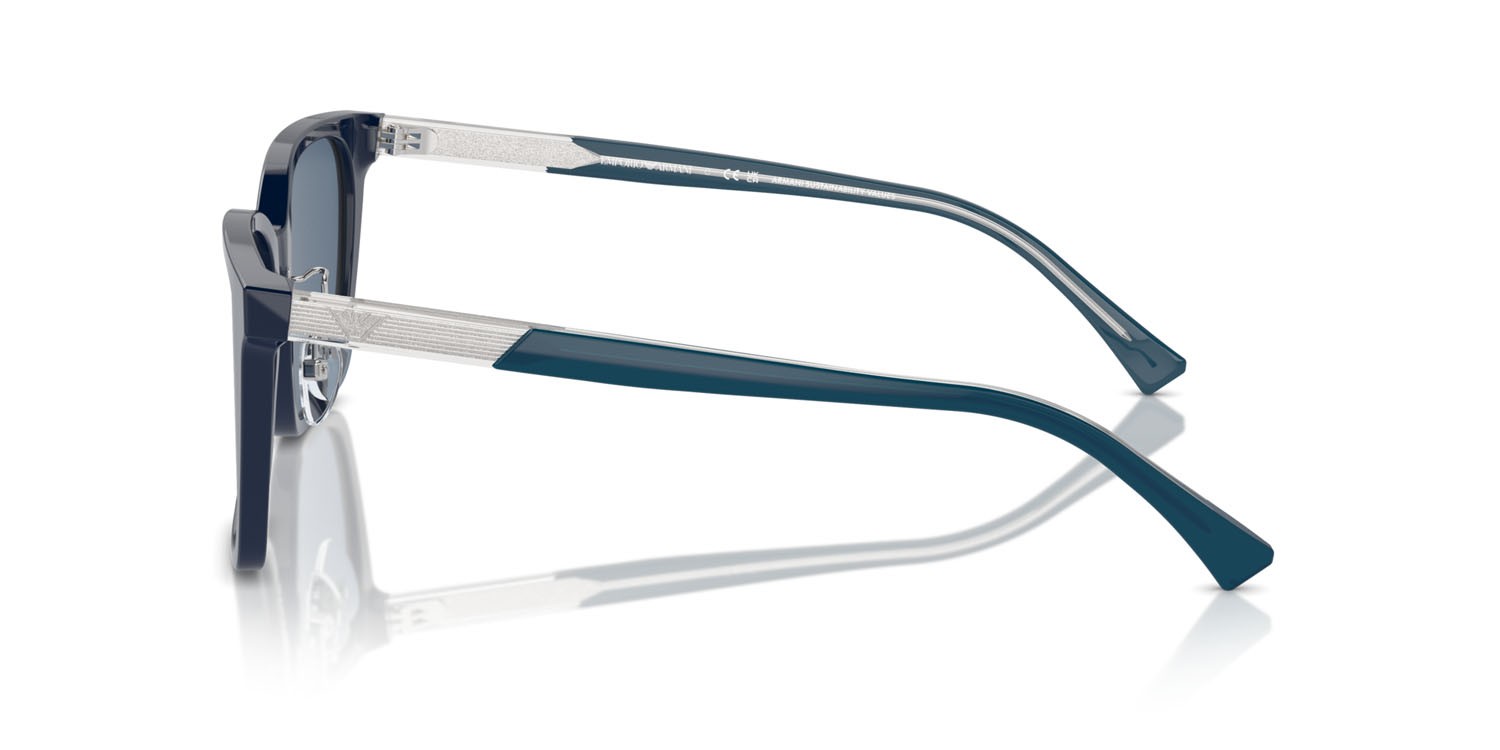 Occhiali da sole Emporio Armani EA 4226D (603980) colore blu lucido forma quadrato lenti blu scuro