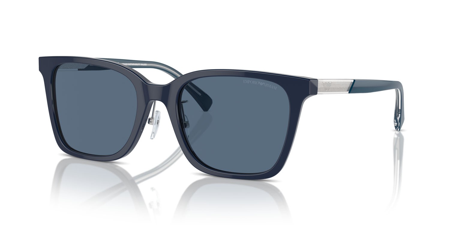 Occhiali da sole Emporio Armani EA 4226D (603980) colore blu lucido forma quadrato lenti blu scuro