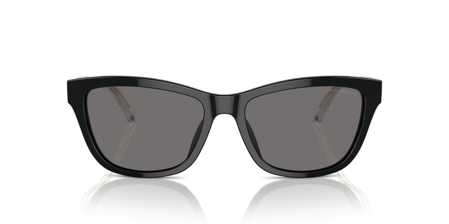Occhiali da sole Emporio Armani EA 4227U (501787) colore nero lucido forma cat eye lenti polar grigio scuro