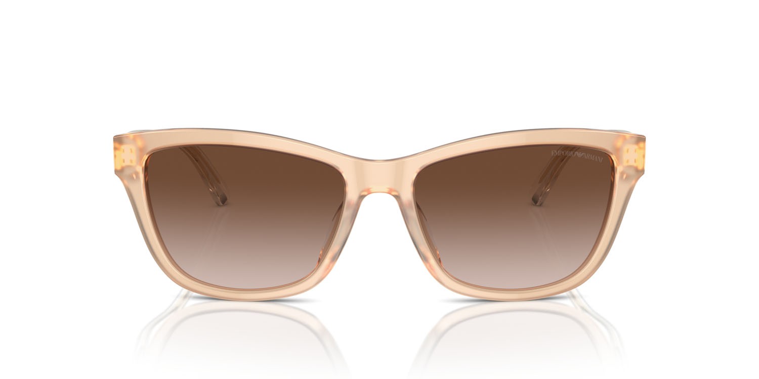 Sunglasses Emporio Armani EA 4227U (609813) color shiny opaline tundra shape cat eye lenses marrone sfumato