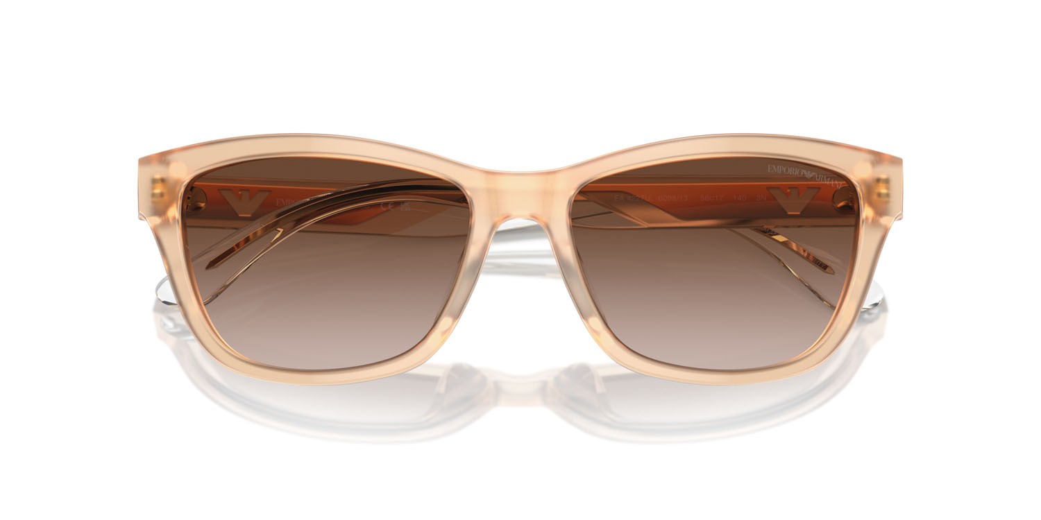 Sunglasses Emporio Armani EA 4227U (609813) color shiny opaline tundra shape cat eye lenses marrone sfumato