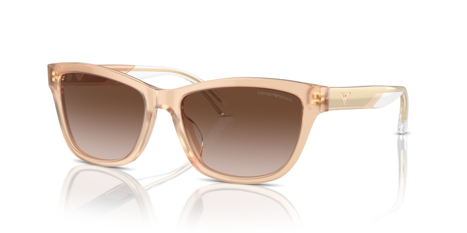 Sunglasses Emporio Armani EA 4227U (609813) color shiny opaline tundra shape cat eye lenses marrone sfumato