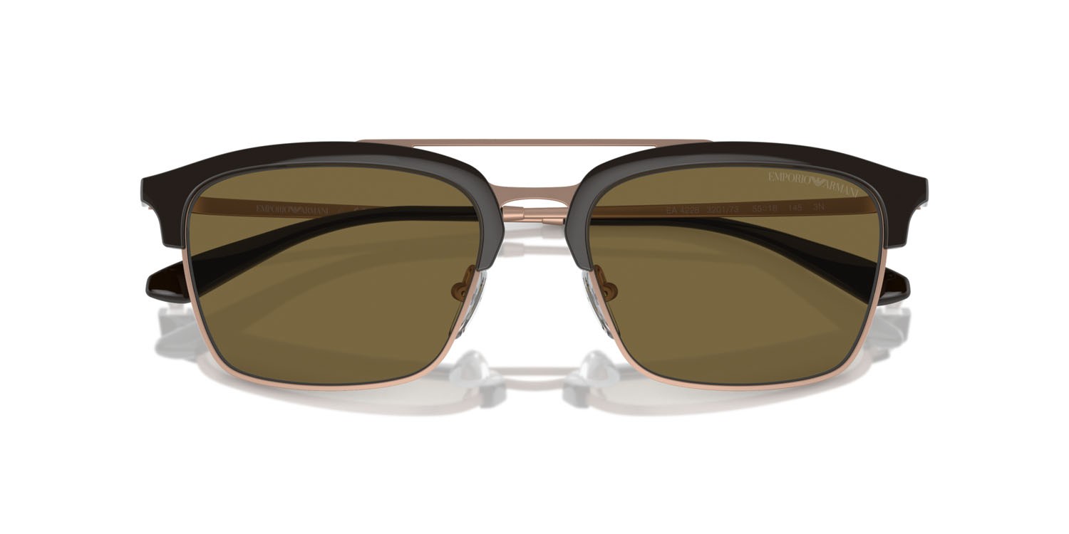 Sunglasses Emporio Armani EA 4228 (320173) color shiny brown/matte pink gold shape aviator lenses marrone scuro